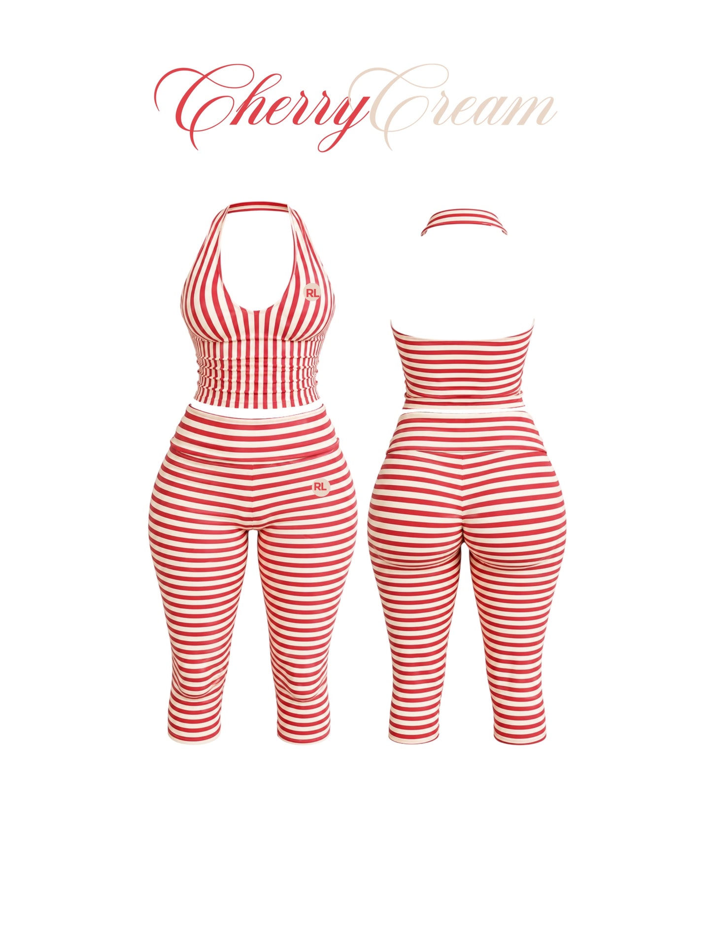 Cherry Cream Capri Set