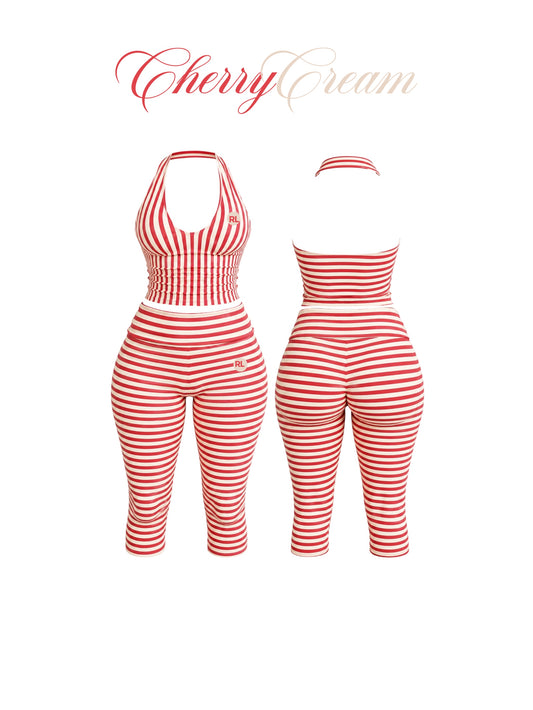 Cherry Cream Capri Set